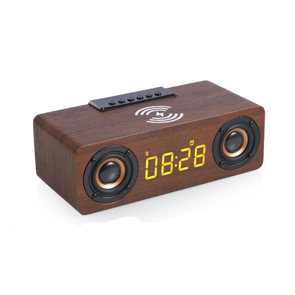 Wooden Retro Wireless Charger & Bluetooth Speaker – 4-in-1"